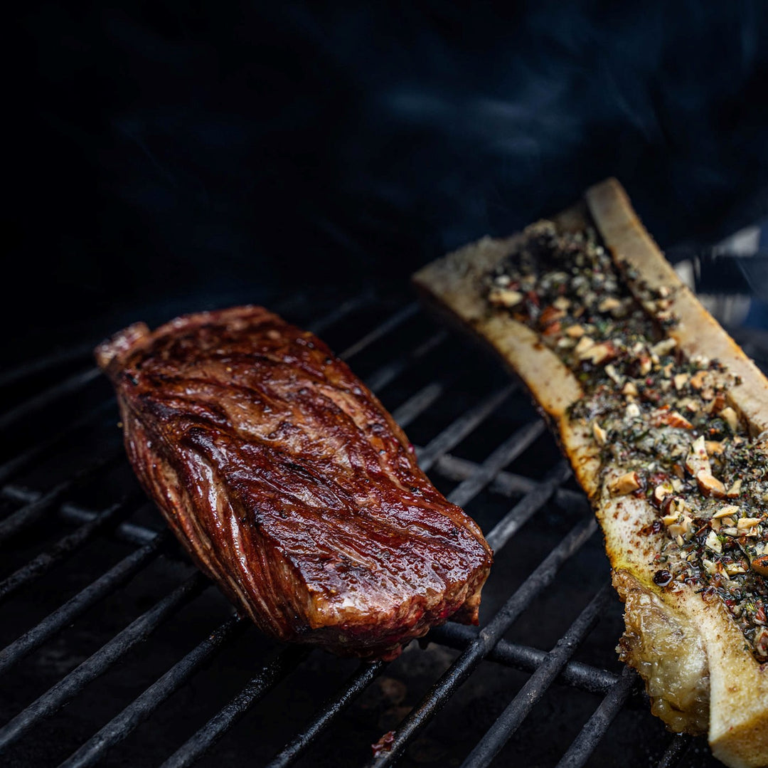Flap Steak/Wagyu Bavette grillen, angebraten, goldbraun