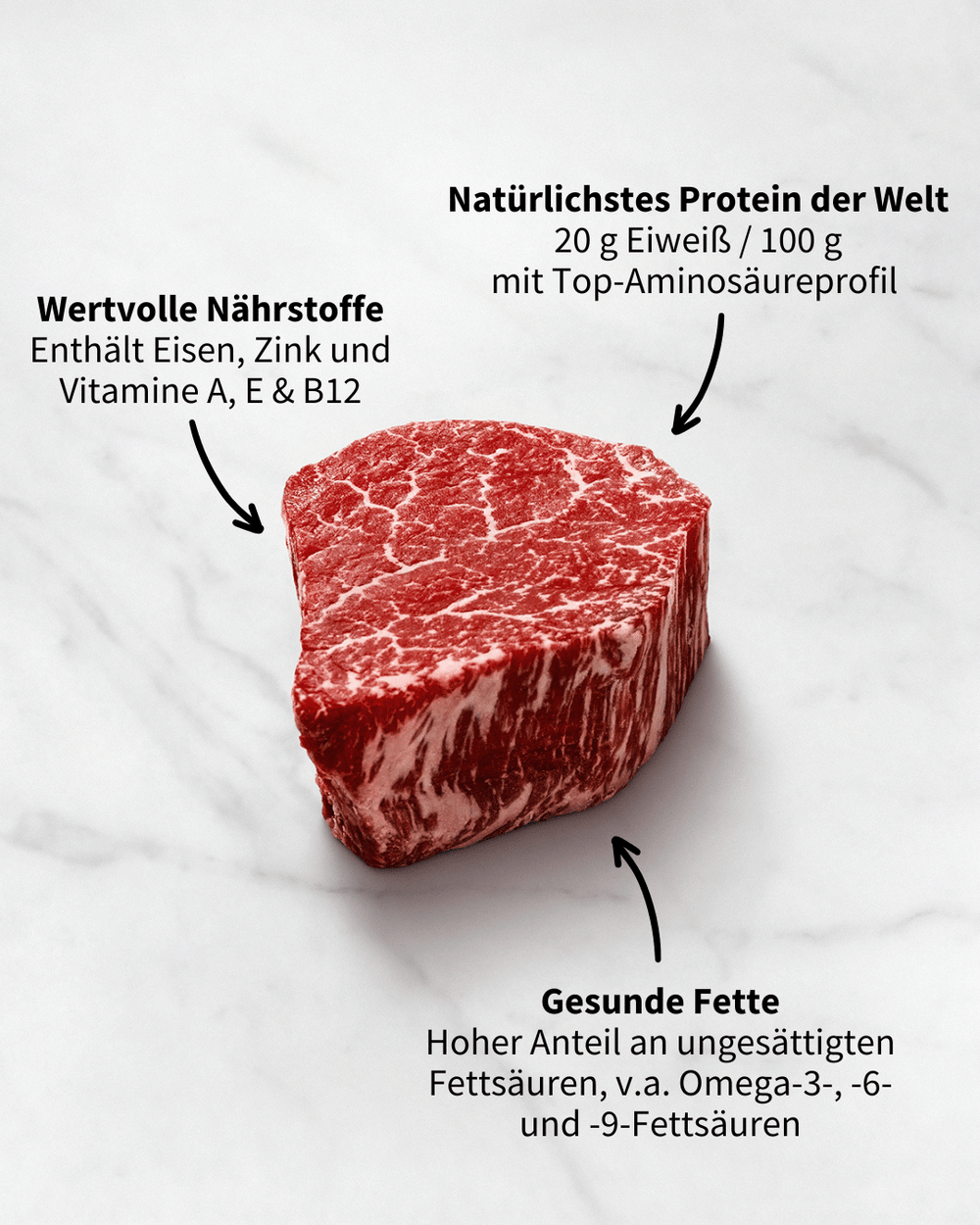 Hoher Anteil an Proteinen im Wagyu Fleisch